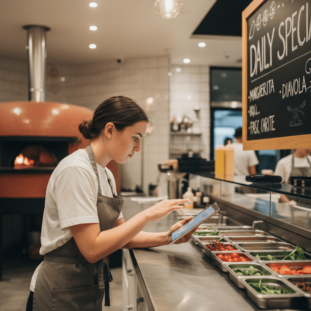 Personal atendiendo necesidades dietéticas de clientes
